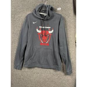 Bulls Rugby Hoodie Mens Medium Black Nike Pullover Sweatshirt EST 2015 Cotton